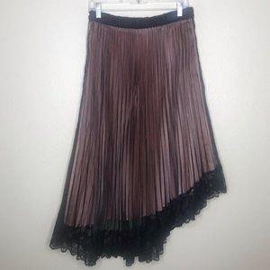 MAILLE CLU Pleated Skirt with Sheer Overlay